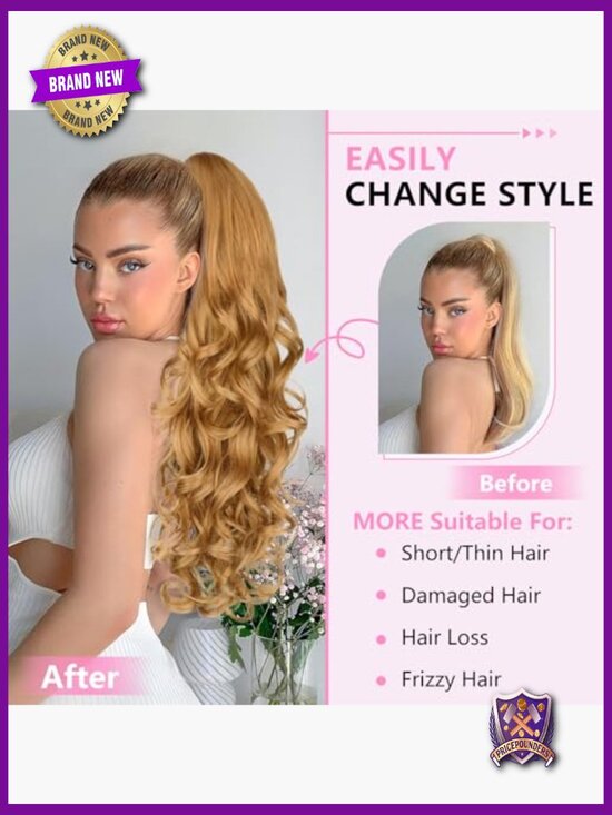 24 Inch Curly Wavy Ponytail Extension Claw Clip Hairpiece for Women main image 4
